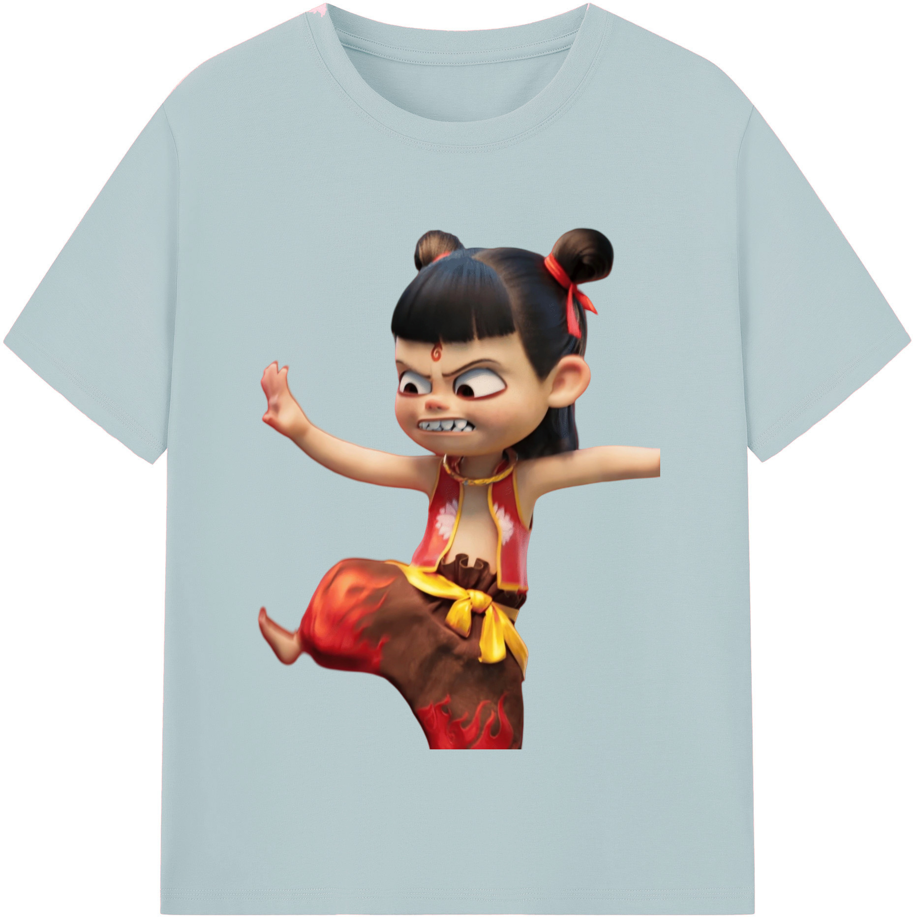 （画像用） Ne Zha 2 ナタ 魔童の大暴れ 綿100％半袖Tシャツ（フロントプリント）